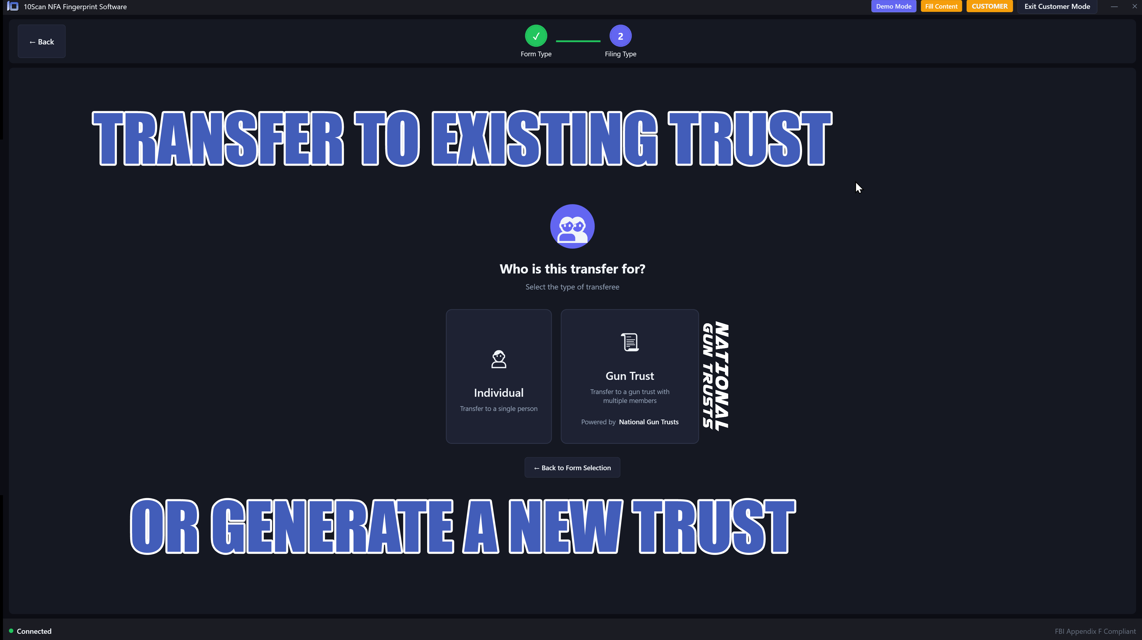 10Scan NFA gun trust generation powered by National Gun Trusts
